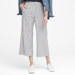 Banana Republic High Rise Wide Leg Linen Cotton Pant Striped Sz 2S